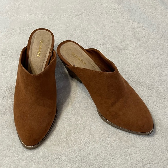 Old Navy Casual Chocolate Faux-Suede Mule Booties Block Heel Women’s Size 8 - Picture 3 of 10
